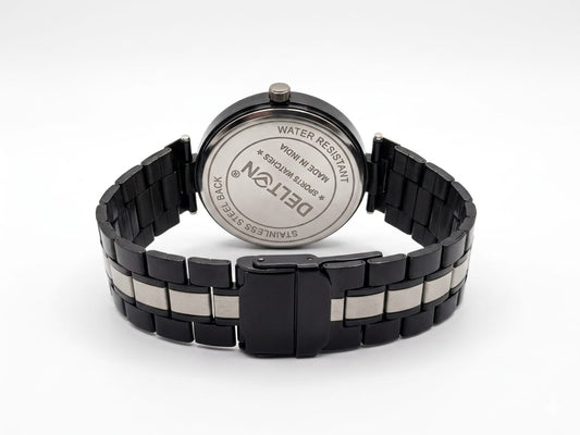 Delton Men’s Black & Silver Stainless Steel Analog Watch