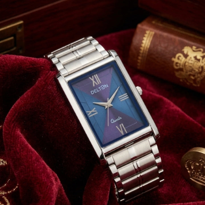 DELTON Classic Rectangular Blue Dial Men’s Watch