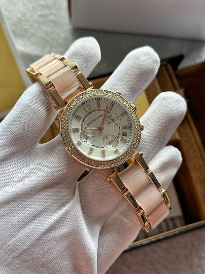 Michael Kors MK5774 White & Gold Women's Chronograph Watch
