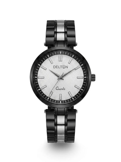 Delton Men’s Black & Silver Stainless Steel Analog Watch