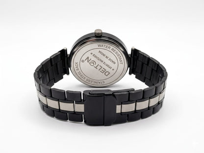 Delton Men’s Black & Silver Stainless Steel Analog Watch