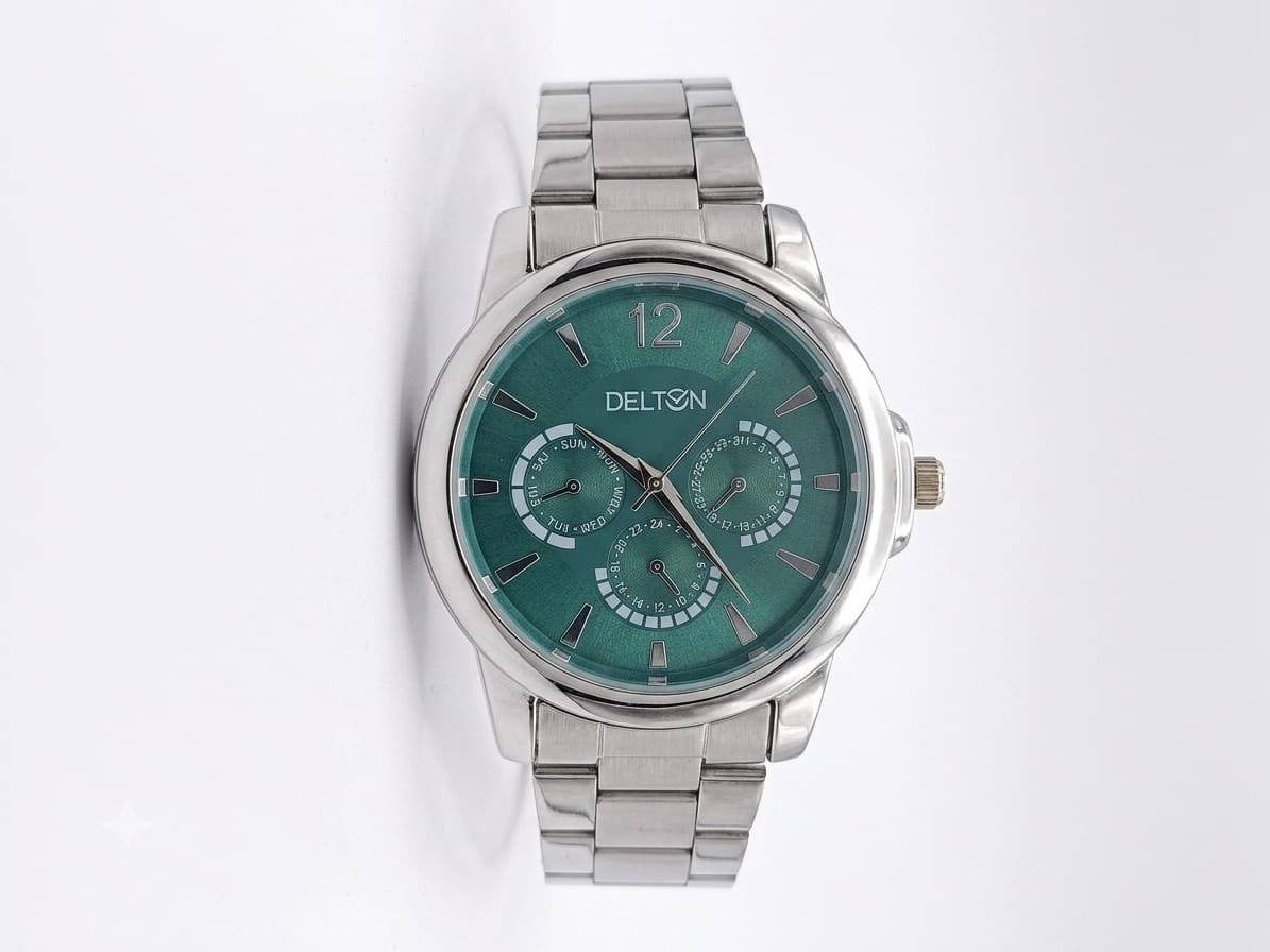 Delton Men's Green Dial Stainless Steel Watch – Premium Multi-Function Wrist Watch