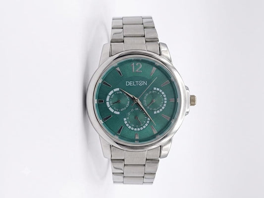Delton Men's Green Dial Stainless Steel Watch – Premium Multi-Function Wrist Watch