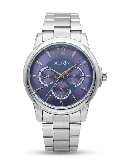 Delton Men's Purple Dial Stainless Steel Watch – Premium Multi-Function Wrist Watch