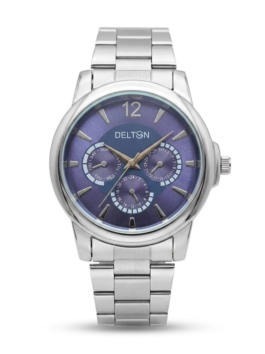 Delton Men's Purple Dial Stainless Steel Watch – Premium Multi-Function Wrist Watch