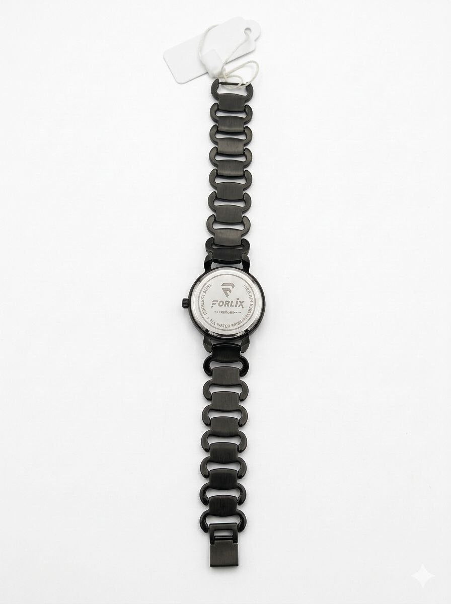 Forlix Black Bracelet Women's Watch with Turquoise Dial