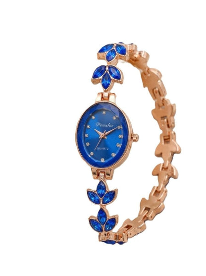 Blue Crystal Rose Gold Women's Bracelet Watch