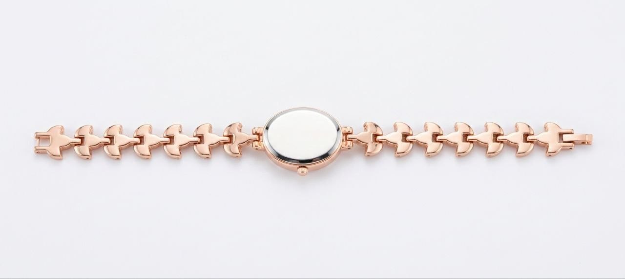 Elegant Red Crystal Rose Gold Women's Bracelet Watch – Quartz Analog Wrist Watch for Ladies