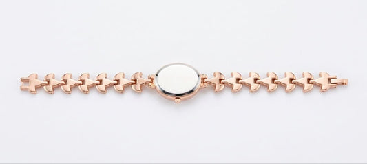 Elegant Red Crystal Rose Gold Women's Bracelet Watch – Quartz Analog Wrist Watch for Ladies